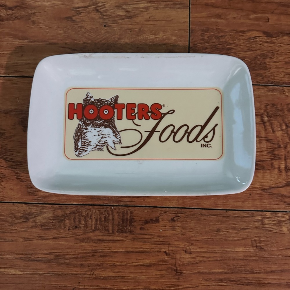 Hooters White and Orange Ceramic Tray